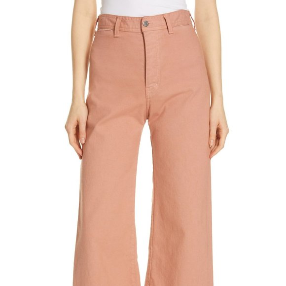VERONICA BEARD Cynthia Gaucho JEANS Size 31 Cropped Wide Leg Dusty Rose NEW - Picture 2 of 10